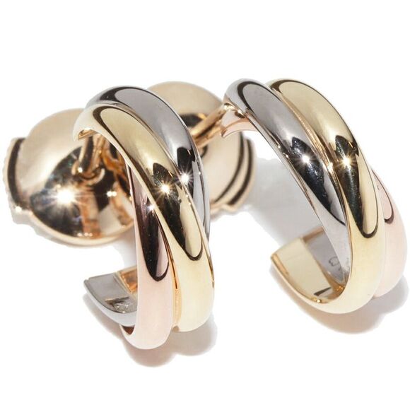 Cartier Trinity Earrings K18YG K18WG K18PG - Picture 1 of 5